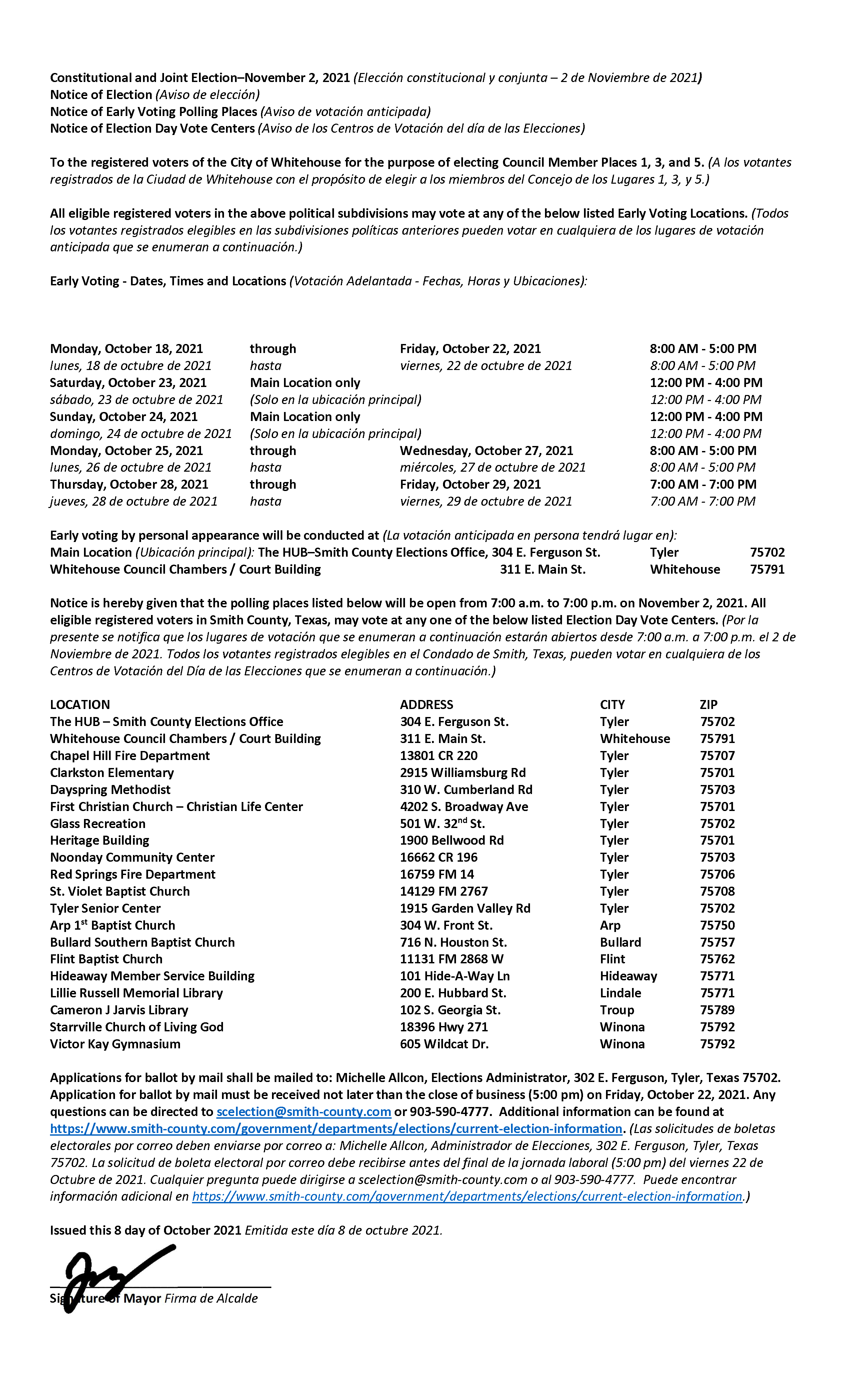 Notice of Election 2021